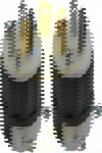 Straight Blade Plug: Industrial, 6-20P, 250VAC, Black & White